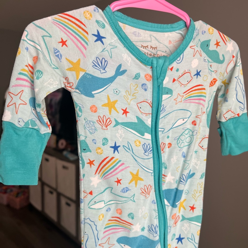Little Sleepies Ocean Pals Zippy Pajamas Size Newborn GUC - Picture 3 of 7